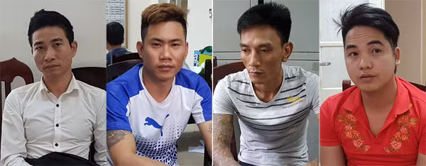 Các đối tượng Phượng ( sơ mi trắng), Lý, Kiên, Chỉnh tại cơ quan Công an