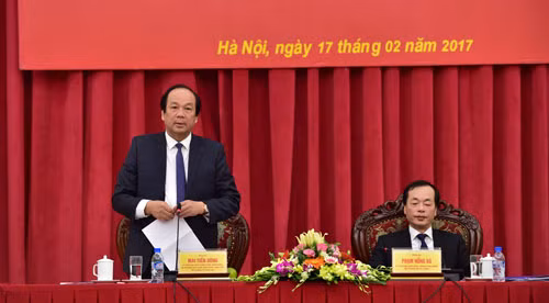 Bộ trưởng-Chủ nhiệm VPCP Mai Tiến Dũng phát biểu tại buổi làm việc. Ảnh: VGP/Nhật Bắc.