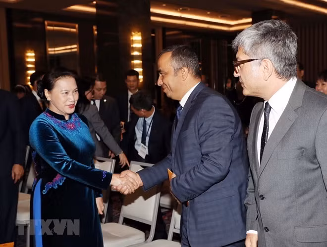 Chủ tịch Quốc hội Nguyễn Thị Kim Ngân gặp gỡ các doanh nghiệp Thổ Nhĩ Kỳ tham dự Tọa đàm Cơ hội kinh doanh-đầu tư Việt Nam-Thổ Nhĩ Kỳ. (Ảnh: Trọng Đức/TTXVN)