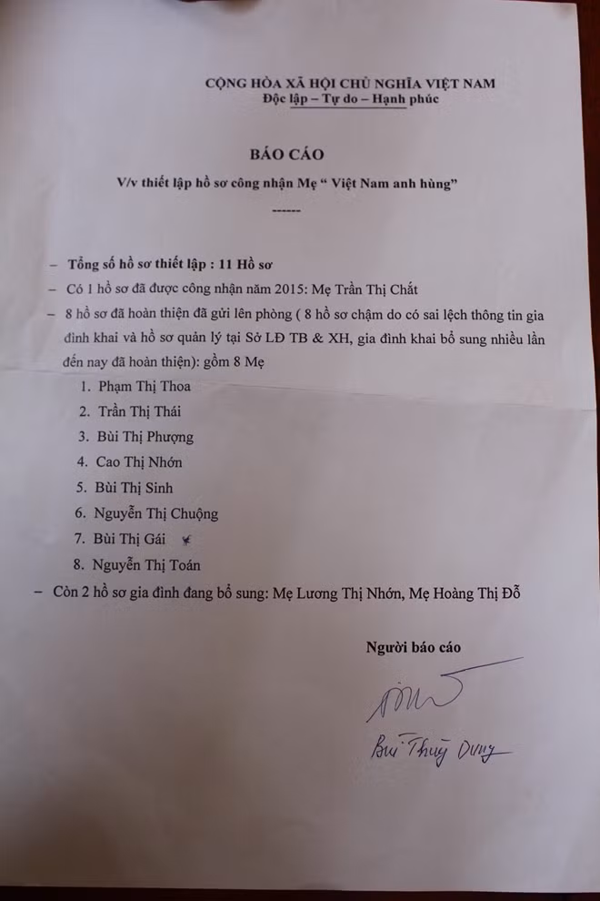 Bản danh sách do UBND xã Liên Bảo cung cấp.