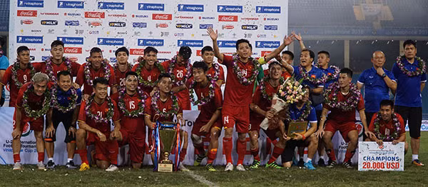 Đội tuyển Việt Nam vô địch Vinaphone Cup 2018. Ảnh: Bình Nguyễn.