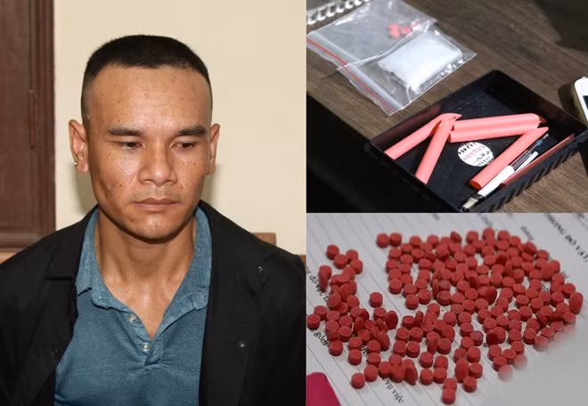 Phan Văn Quyết cùng tang vật vụ án.