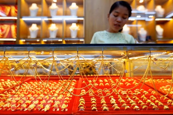 Một cửa hàng vàng ở Yangon, Myanmar. (Nguồn: THX/TTXVN)