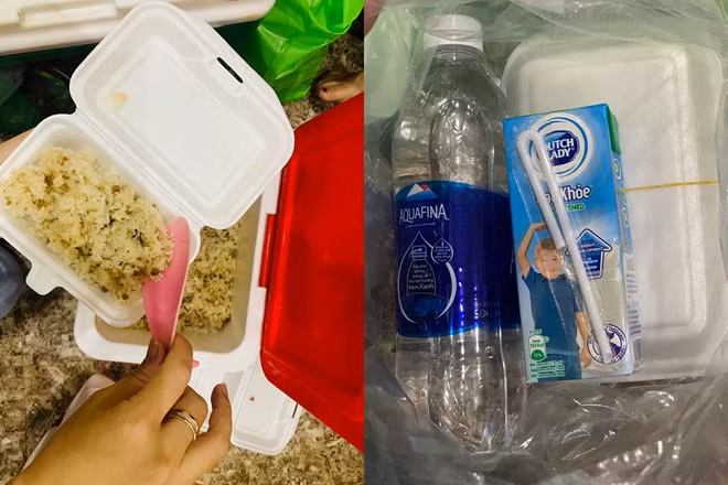 Đồ ăn, nước uống và sữa để “tiếp sức” người dân được chuẩn bị chu đáo, hợp vệ sinh.