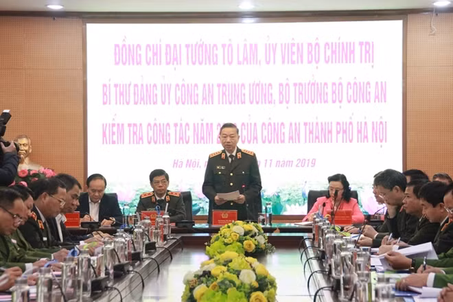 Bộ trưởng Tô Lâm phát biểu tại buổi kiểm tra.