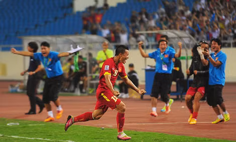 Thành Lương đã có bàn thắng giúp Việt Nam nâng tỷ số lên 3-0. Ảnh: VNE.