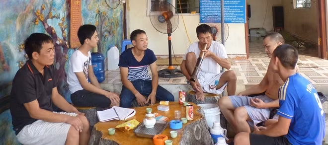 Những người đến cai nghiện tại Trung tâm Cai nghiện Tiêu Vĩnh Ngọc, cơ sở An Bình (Thuận Thành).
