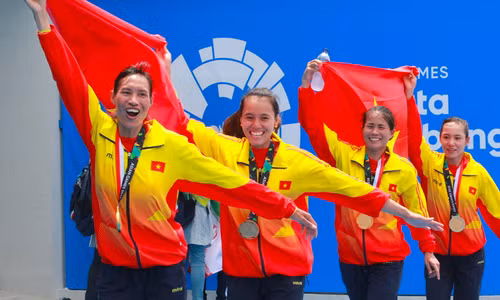 Rowing đã góp công lớn giúp Việt Nam thăng hạng trên bảng tổng sắp huy chương hôm nay. Ảnh: VNE.