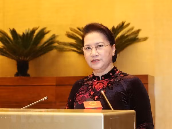 Chủ tịch Quốc hội Nguyễn Thị Kim Ngân phát biểu chỉ đạo Hội nghị. (Ảnh: Trọng Đức/TTXVN)
