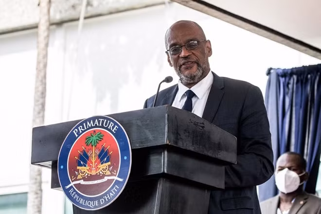 Thủ tướng Haiti Ariel Henry phát biểu tại lễ nhậm chức ở Port-au-Prince, ngày 20/7/2021. Ảnh: AFP/TTXVN