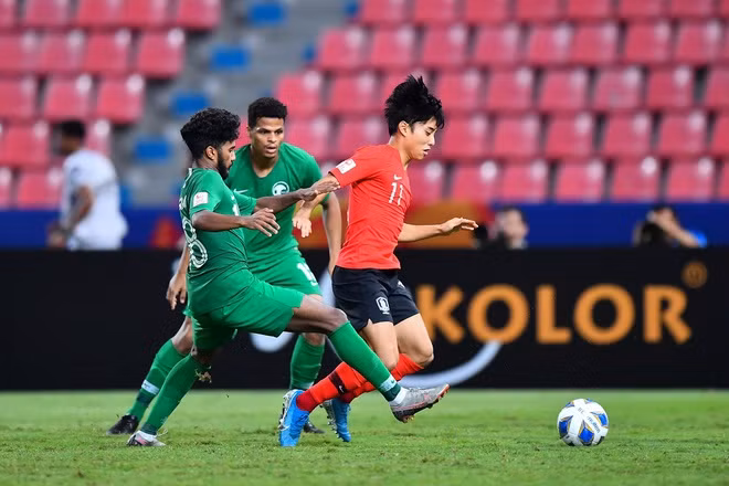 U23 Hàn Quốc đã rất vất vả để đánh bại Saudi Arabia. Ảnh: AFC.