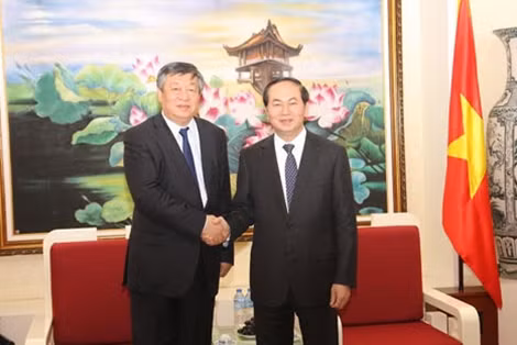 Bộ trưởng Trần Đại Quang cùng Thứ trưởng Bộ Công an Trung Quốc Lý Vỹ.