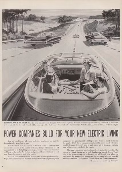 Ý tướng về một chiếc xe tự lái xuất hiện trên tạp chí Newsweek năm 1956. Ý tướng về một chiếc xe tự lái xuất hiện trên tạp chí Newsweek năm 1956.