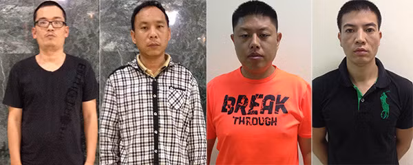 Các đối tượng người Trung Quốc dùng thẻ tín dụng giả rút tiền bị bắt giữ.