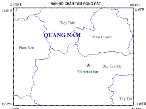 Vị trí khu vực xảy ra động đất.