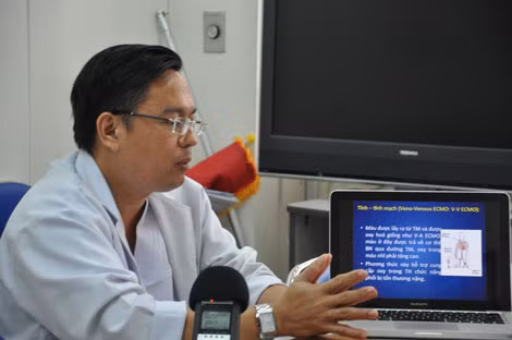 BS Trương Dương Tiển trình bày về nguyên lý hoạt động của kỹ thuật ECMO.