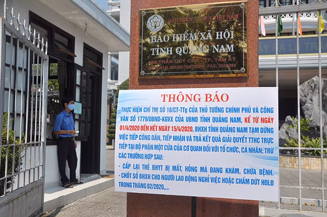 BHXH tỉnh Quảng Nam thông báo công khai về việc tiếp nhận, trả kết quả thủ tục hành chính trong thời gian thực hiện cách ly xã hội.