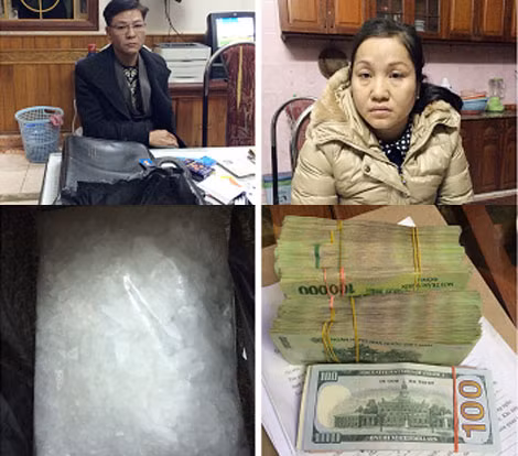 Các đối tượng cùng tang vật.