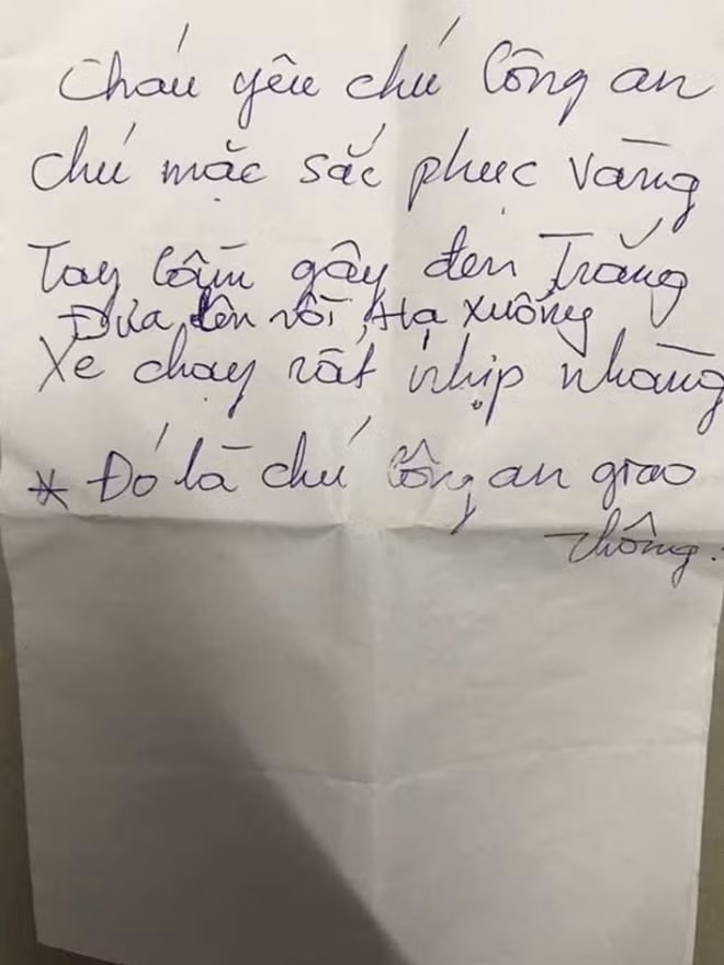 Bài thơ viết vội thể hiện tình cảm yêu quý đối với các chiến sĩ CSGT Đà Nẵng của một bệnh nhi ung thư.