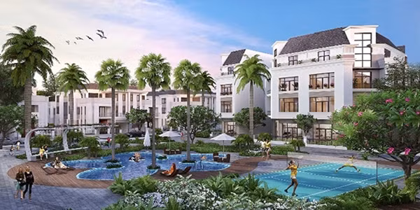 Khu biệt thự, liền kề, liền kề thương mại và shophouse The Botanica trải dọc hai bên trục cảnh quan chính và xen kẽ giữa các tiện ích của dự án như vườn hoa súng, đồi hoa,