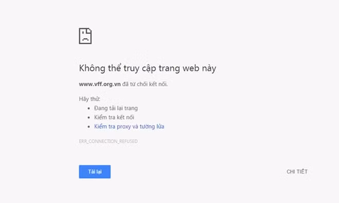 Trang web của VFF thời điểm truy cập lúc 0h ngày 30-7.