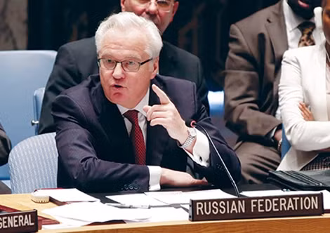 Đại sứ Nga Vitaly Churkin phát biểu tại Liên Hợp Quốc.