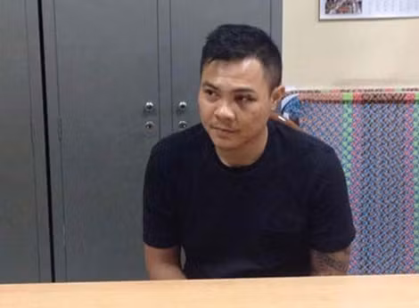 Nguyễn Trung Hậu tại cơ quan Công an.