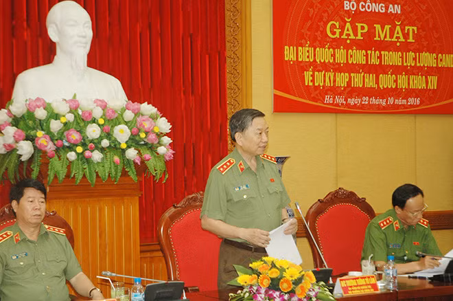 Bộ trưởng Tô Lâm phát biểu tại buổi gặp mặt.