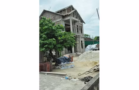 Ngôi nhà đang xây dựng của gia đình ông Đức.