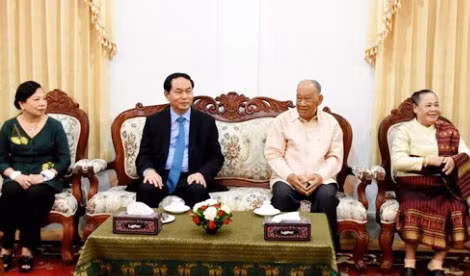 Chủ tịch nước Trần Đại Quang gặp đồng chí Khăm-tày Xi-phăn-đon.