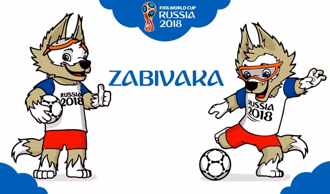 Zabivaka, linh vật của World Cup 2018 được chọn ra từ một cuộc thi thiết kế trên toàn nước Nga, là tác phảm của sinh viên thiết kế Yekaterina Bockareva. Linh vật mặc áo tuyển nhà có chữ RUSSIA 2018 và đeo một chiếc kính thể thao màu cam.