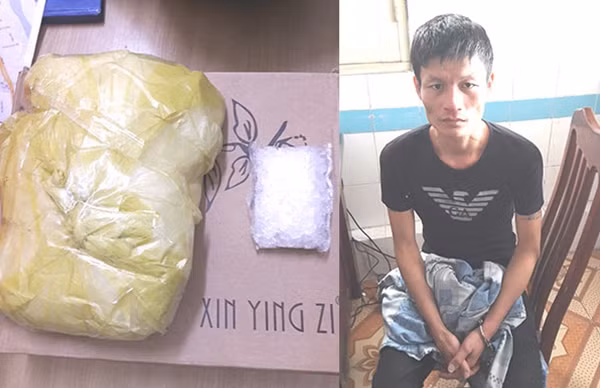 Tang vật và đối tượng Nam tại cơ quan Công an.