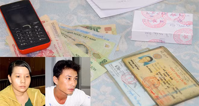 Lê Thị Kim Hương, Lê Minh Hải và tang vật.
