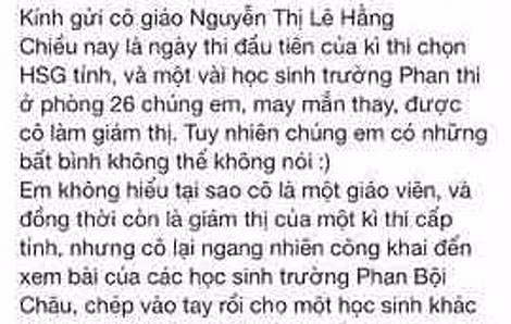 Thí sinh chia sẻ "chuyện phòng thi" lên trang facebook cá nhân.