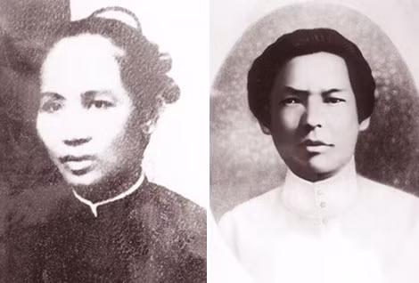 Bà mẹ Việt Nam Anh hùng Trương Thị Ngự (1873 - 1911) và nhà yêu nước Nguyễn An Ninh thời trẻ.