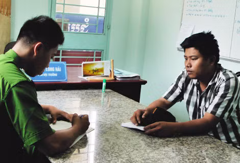 Các đối tượng tại cơ quan Công an.