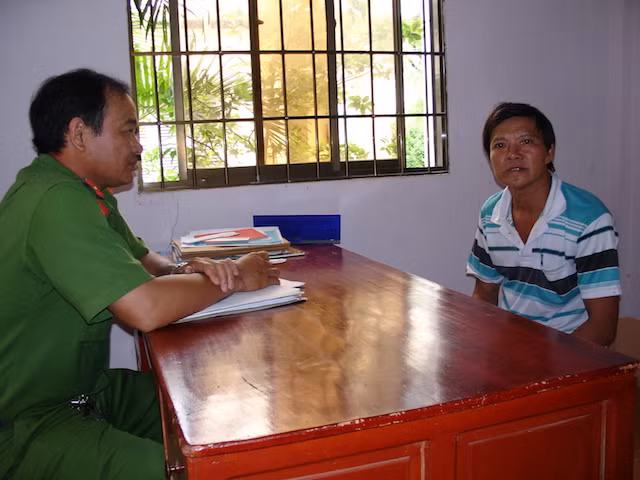 Nghi phạm tại cơ quan điều tra.