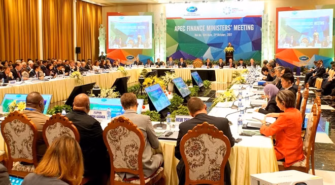 Đông đảo đại biểu tham dự Hội nghị Bộ trưởng Tài chính APEC diễn ra vào sáng nay.