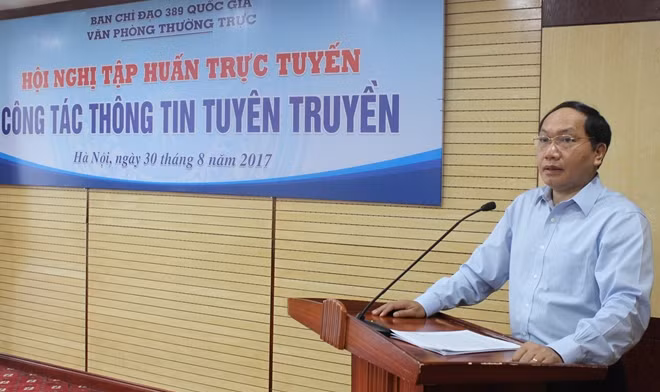 Chánh Văn phòng Thường trực Ban Chỉ đạo 389 quốc gia Đàm Thanh Thế phát biểu tại hội nghị
