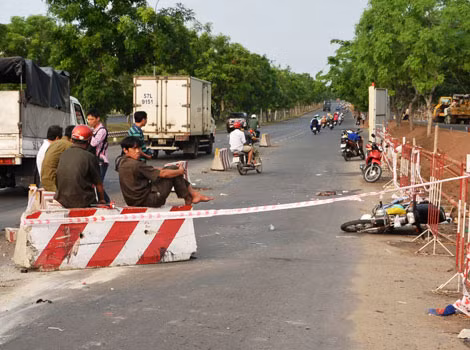 Hiện trường nơi hai người gặp nạn.