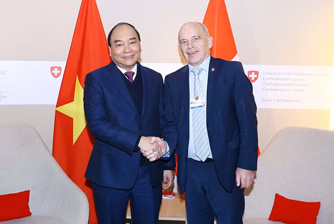 Thủ tướng Nguyễn Xuân Phúc hội kiến Tổng thống Thụy Sĩ. Ảnh: TTXVN