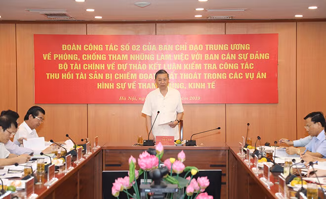 Đại tướng Tô Lâm phát biểu kết luận tại buổi làm việc.