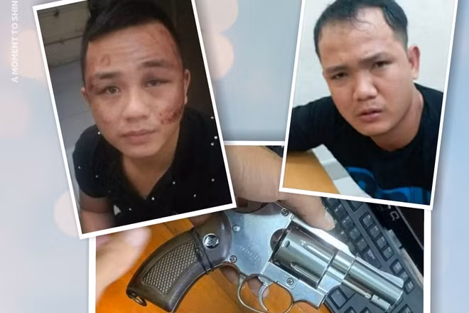 Hai đối tượng và khẩu súng bắn về phía tổ Cảnh sát hình sự