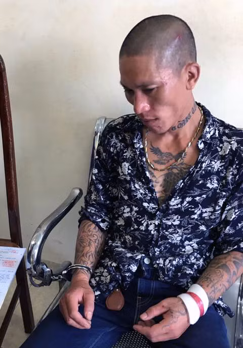 Đối tượng Cường tại cơ quan Công an