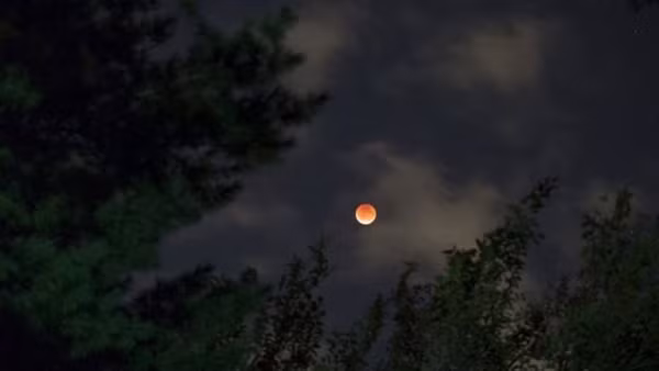 Bloodmoon trên bầu trời Riverside, bang Connecticut, Mỹ.
