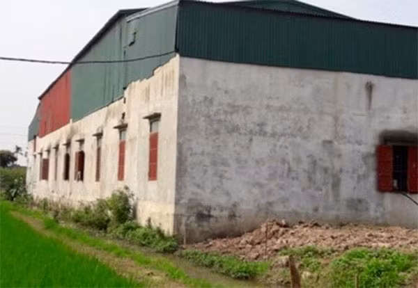 Phía sau nhà xưởng của xưởng giày Phong Ích.