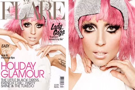 Thời trang đội đầu của Little Shilpa được Lady Gaga giới thiệu trên trang bìa tạp chí FLARE, tháng 12-2009.