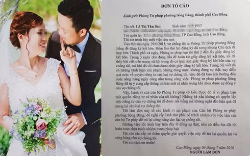 Cô dâu 61 tuổi ở Cao Bằng đã làm đơn tố cáo hành vi xâm phạm quyền riêng tư, bí mật đời tư cá nhân của chị.
