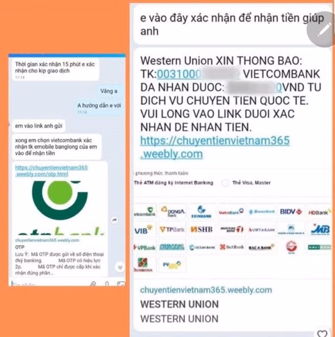 Đối tượng thường dẫn dụ bị hại truy cập vào website giả mạo để chiếm đoạt tài khoản ngân hàng.
