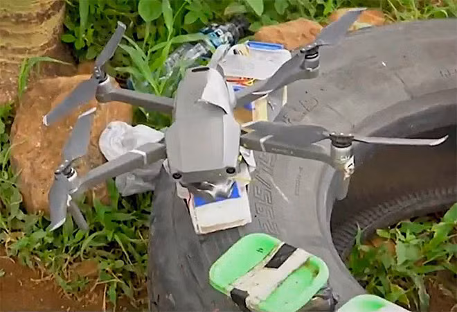 Một trong những thiết bị drone trang bị vũ khí bị phát hiện ở Tepalcatepec. Ảnh nguồn: Video Capture via Mexico news daily.